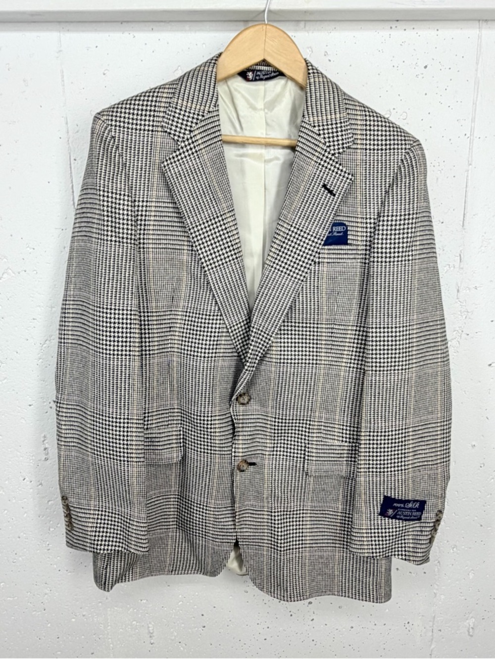 Vintage Austin Reed Men’s size 40L Silk Houndstooth Sports Coat NEW